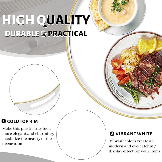 MAONAME White Decorative Tray for Coffee Table, Modern Round Serving Tray - Image 3