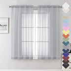 Light Grey Sheer Curtains 63 Inch Length 2 Panels, Light Filtering Solid Voile by Lecloud