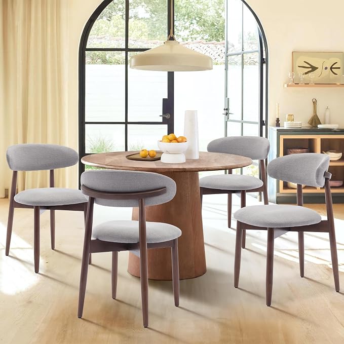 COLAMY Wooden Dining Chairs Set of 4, Modern Fabric Upholstered Dining Room - Image 8