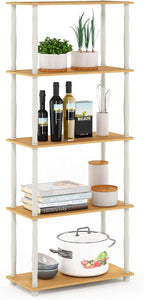 Furinno TURN-S-TUBE Storage Shelves, 5-Tier Book Shelf, Corner Shelf, Toolless by Furinno-FitsYourSpaceFitsYourBudget