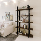 5 Tiers Bookshelf Organizer Industrial Shelf, Modern Open Display Storage - Image 4