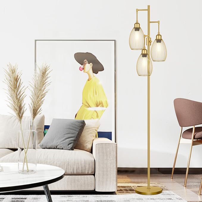 Dimmable Floor Lamp, 3 x 800LM LED Edison Bulbs Included, Farmhouse Industrial - Image 4