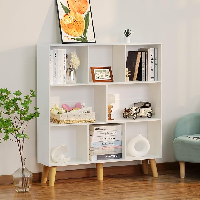 YAHARBO 8 Cube White Bookshelf, 3 Tier Book Shelf - Image 4