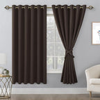 Grommet Blackout Curtains for Bedroom 70 x 63 Inches Brown 2 Panels | Thermal - Image 8