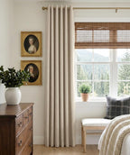 100% Blackout Linen Textured Curtains 90 Inch Long, Natural Flax | 100% - Image 2
