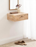 Kate and Laurel Mirza Transitional Carved Wood Floating Side Table, Natural Wood - Image 2