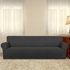PureFit Stretch Couch Covers for Sofa 4 Seater Slipcovers Dark Gray | 1-Piece - Image 2