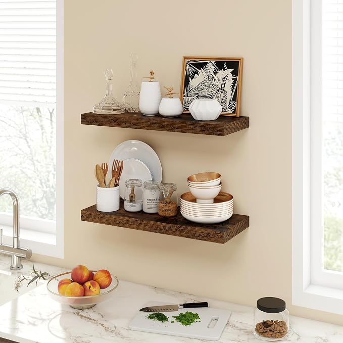 Acovy 24 Inch Floating Shelves, 9.3" Deep Floating Shelf Wall Mounted, Rustic - Image 2