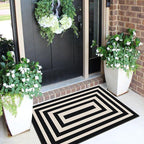 Front Door Mat Indoor Outside Entrance, 2x3 Modern Black White Rug | Non-Slip - Image 4