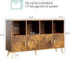 8-Cube Storage Organizer with Doors & 5 Solid Wood Legs, Mid-Century Modern - Image 3