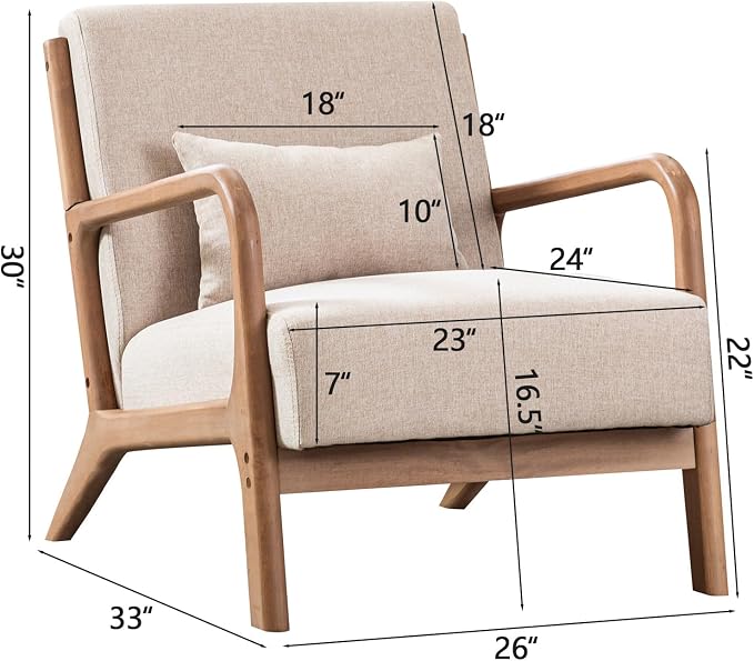 INZOY Mid Century Modern Accent Chair - Image 2