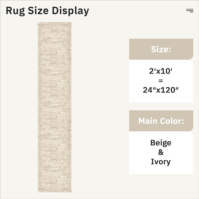 Soalmost Runner Rug 2x10 Washable Non-Slip Hallway Kitchen Runners Beige | - Image 4