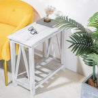 Farmhouse Narrow End Table Wooden Rustic White Side Tables - Image 2
