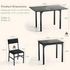 HUAHUU Dining Table Set for 4, Extendable Kitchen Table Cushion Chairs Set of 4 - Image 2