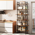 6 Tiers Bookshelf Organizer Industrial Shelf, Modern Open Display Storage - Image 4