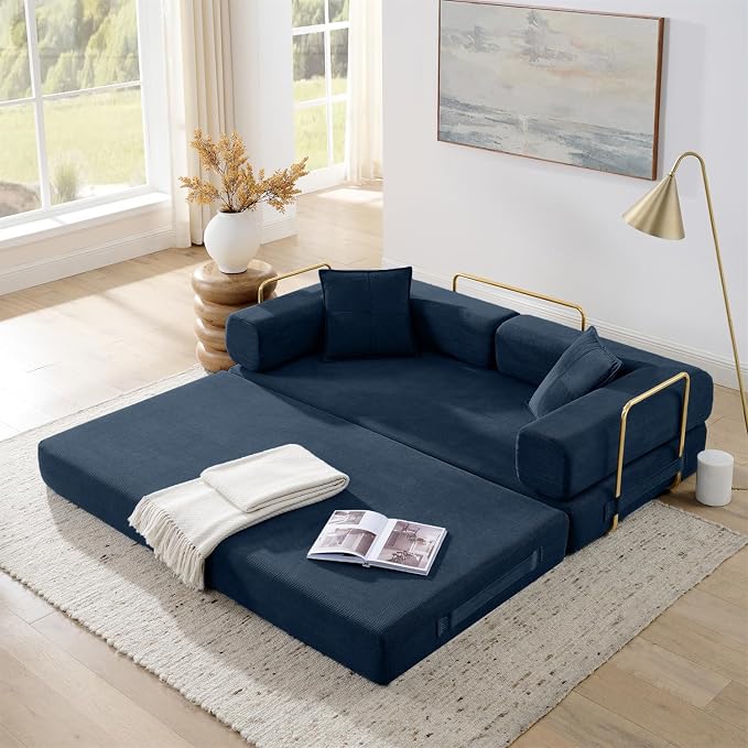 4-in-1 Folding Convertible Sofa Bed, 78 Inch Boneless Couch by ivoros