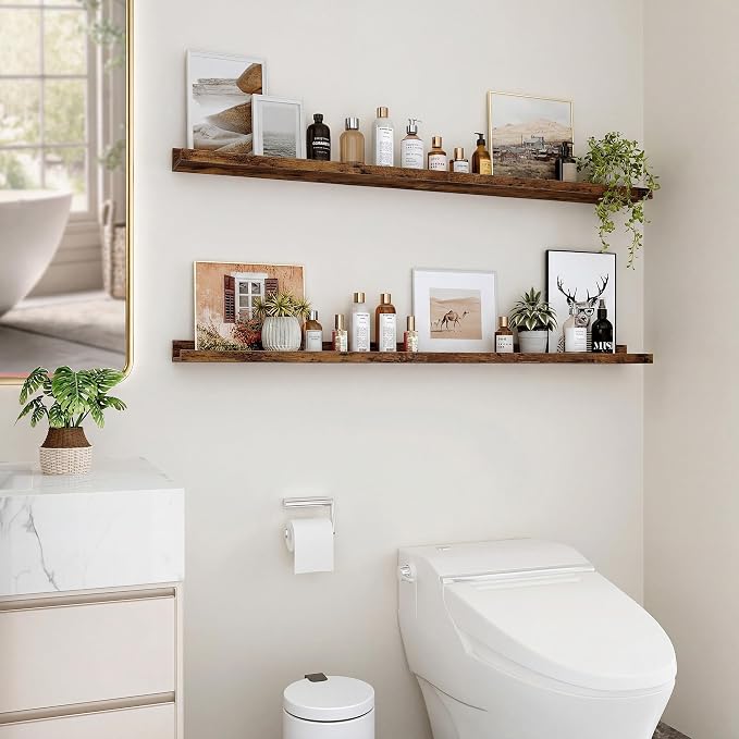Floating Shelves for Wall, 48 inch Wood Floating Shelves Set of 2, Picture - Image 7