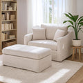 Oversized Armchair with Ottoman, 43.9" W Chenille Accent Chaise Lounge Sofa by Aortzio