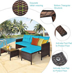 Tangkula Patio Corner Sofa Set 3 Piece, Outdoor Rattan Sofa Set, Includes - Image 7