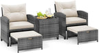 Tangkula 5 Pieces Patio Conversation Set, PE Wicker Rattan Outdoor Furniture Set by TANGKULA