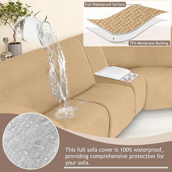 ALIECOM 100% Waterproof Recliner Sectional Couch Covers L Shape Stretch Corner - Image 4