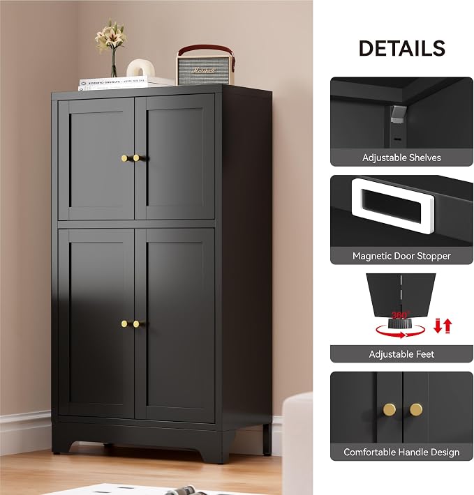 Bevivog Black Metal Locker Cabinet - Image 5