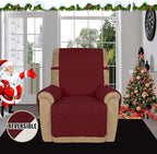 Easy-Going Reversible Couch Cover, Recliner 19 in, Christmas Red/Ivory | - Image 2