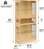 Display Cabinet with Glass Doors & LED Lights, 5 Tier Lighted Display Case - Image 2
