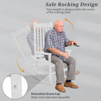 Outvita Outdoor Rocking Chair, Solid Wood High Back Rocker, All Weather Lounge - Image 5