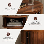 ZttRiee Side Table with Sliding Door & Cabinet, End Table - Image 3