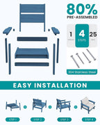 SERWALL HDPE Outdoor Couch, All-Weather Wood-Like Outdoor Sofa Set - Image 9
