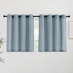 NICETOWN Stone Blue Linen Kitchen Curtains 36 inch Length, Decorative Thick by NICETOWN