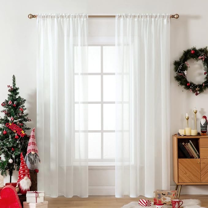 MIULEE 2 Panels Sheer Curtains for Living Room 54 X 90 Inches Ivory | Window by MIULEE