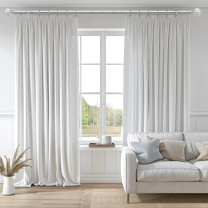 QDWIS 2 Pack Silver Curtain Rods - Image 2