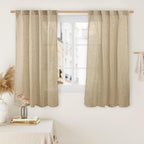 45 Inch Short Window Linen Curtains, Light Filtering Panels | Light Filtering by LAMIT