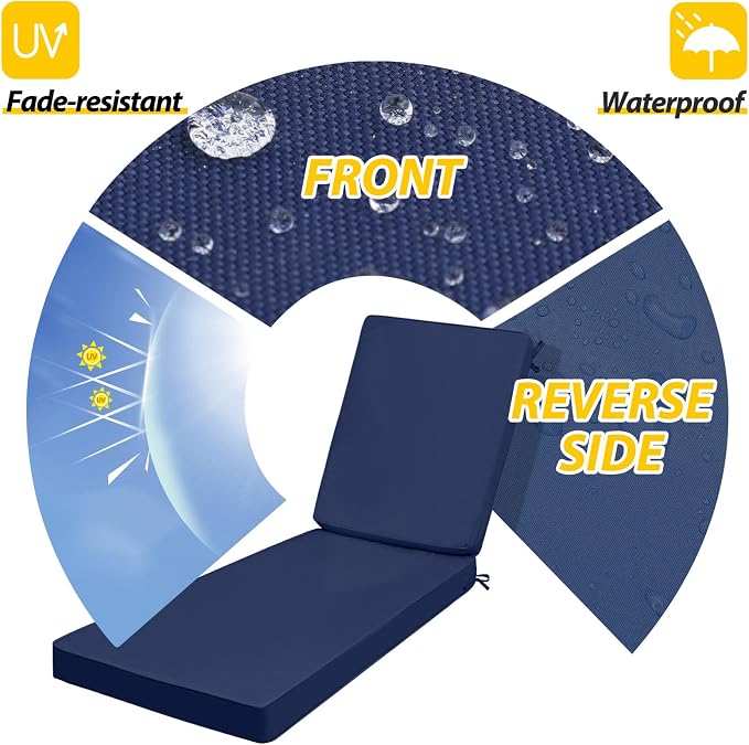 AAAAAcessories Outdoor Chaise Lounge Cushions, Waterproof Patio Furniture - Image 2