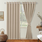 Grommet Blackout Curtains for Bedroom 70 x 84 Inches Taupe 2 Panels | Thermal by Hiasan