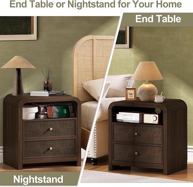 Oak&Sparrow Rattan Nightstand, 23.6'' Rattan End Table - Image 8