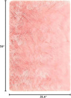 Goolela Pink Fluffy Fuzzy Rug for Girls Bedroom 3x5 Faux Fur Rug Furry Shag - Image 2