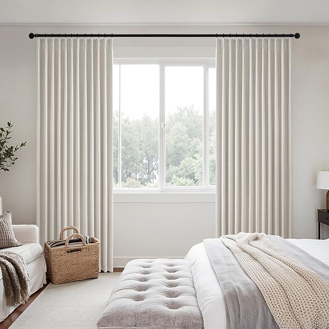 MIULEE Birch Pinch Pleated 100% Blackout Linen Curtains 40x63 Inches | Room - Image 2
