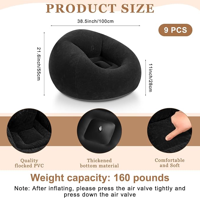 Realspring 6 9 12 Pcs Inflatable Bean Bag Chairs - Image 2