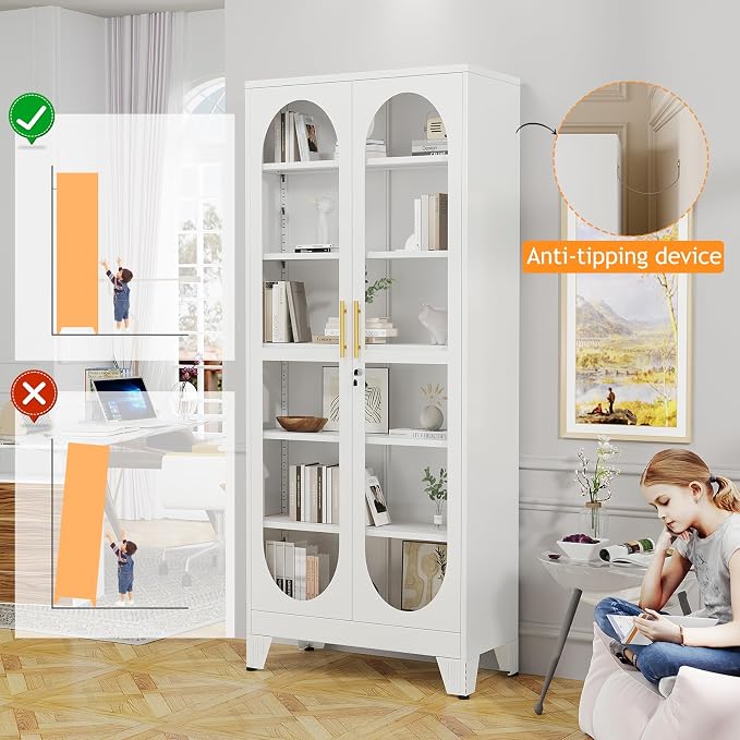 PAOFIN 75" H Locking Display Cabinet - Image 7