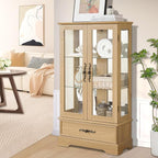 Lighted Glass Curio Display Cabinet by Firscook