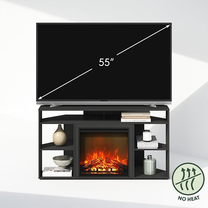 Furinno Jensen Fireplace TV Stand, NO Heat Decorative Electric Fireplace Corner - Image 6