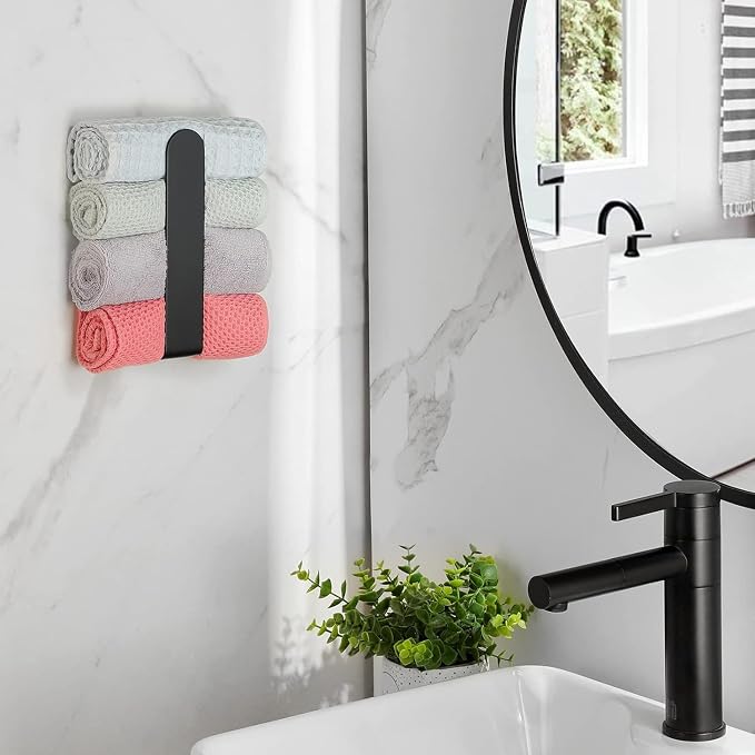 Taozun Hand Towel Bar Bathroom Towel Holder Black Single Towel Rack Self - Image 6