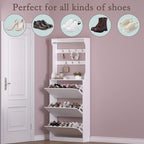 BORNOON Shoe Cabinet with 3 Flip Drawers & Coat Rack, Narrow Hidden Shoe - Image 4