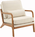 Bonnlo Fine Linen Beige Mid Century Modern Accent Chair, Soild Wood Padding - Image 8