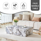 Faux Marble White Coffee Table, Rectangle MDF Living Room Table, Center Table - Image 5