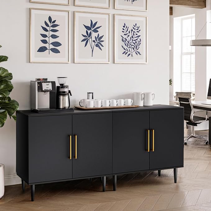 Vrullu Modern Storage Cabinet, Free Standing Buffet Cabinet, Wood Accent - Image 3