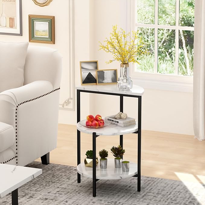 AWQM Faux Marble Table Set, Coffee Table & 2 Side Table, Faux Marble Tabletop - Image 5